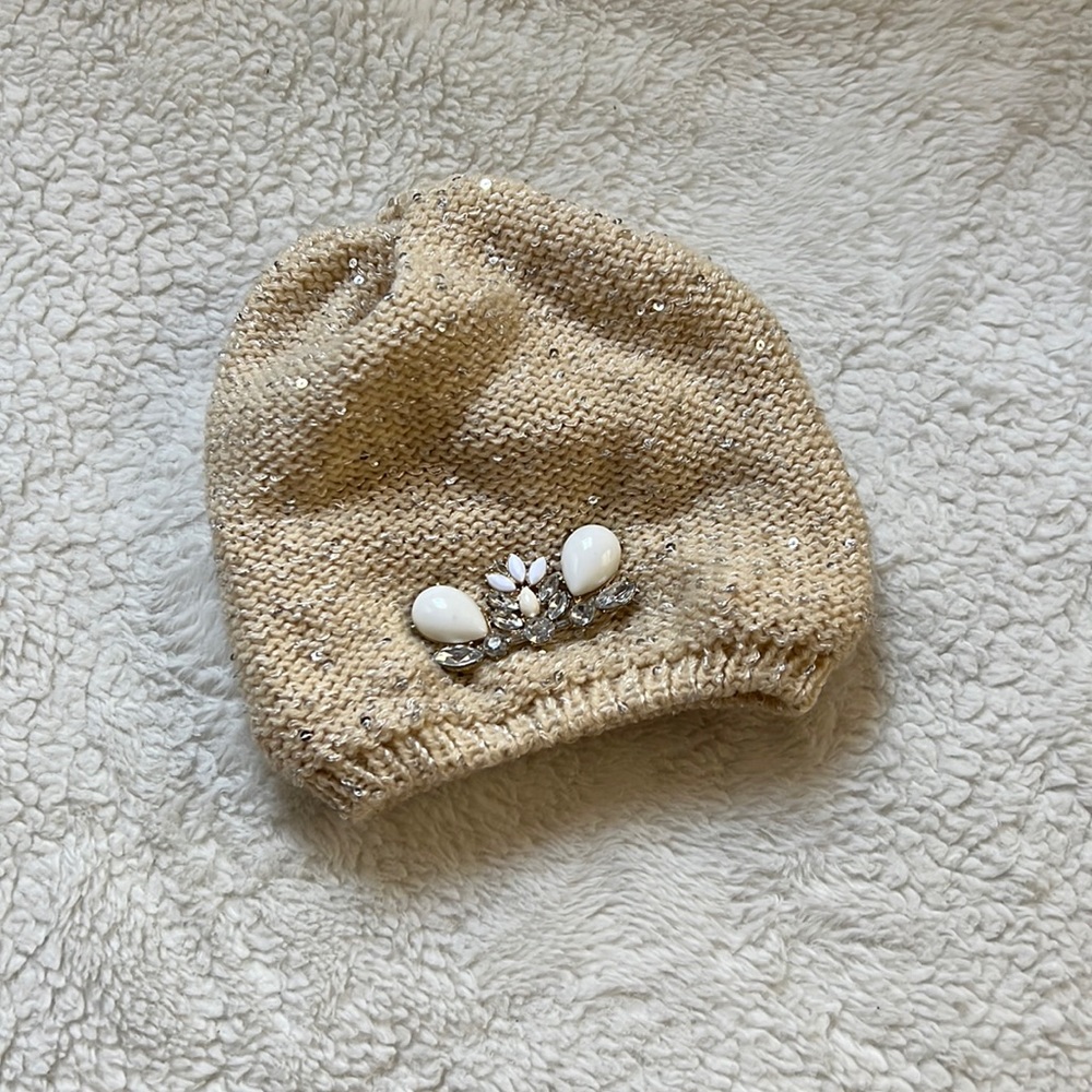 Gemstone Cream/Beige Beanie from Francesca’s
